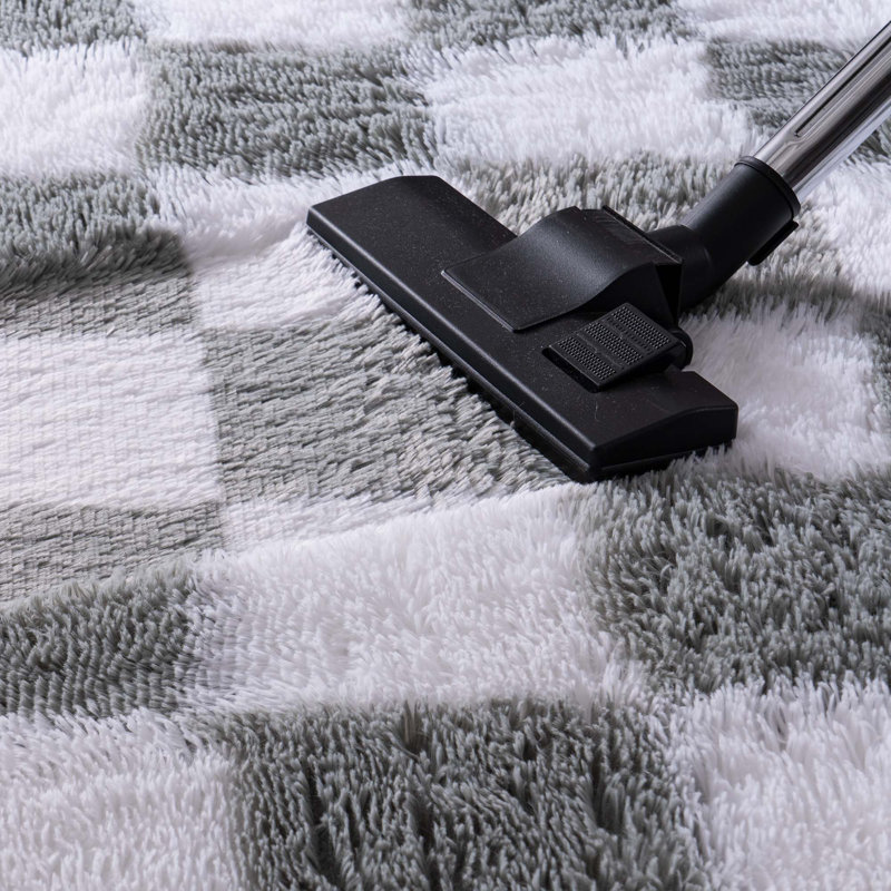 Checkered Fluffy Rug 6x9 Ft Washable Shaggy Fluffy Rug for Bedroom Living Room Plaid Runner Rug Fuzzy Shag Carpet Non-Slip for Kids Toddler Room Nursery Playroom