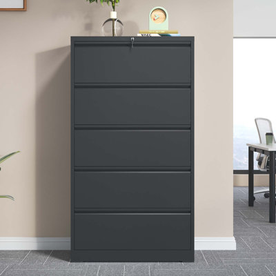 Eruh 35.43'' Wide 5-Drawer Metal Lateral File Cabinet With Lock For Home Office