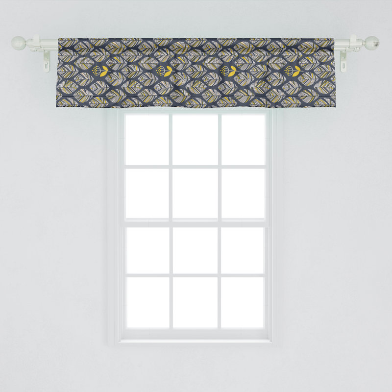 Ensemble de 2 cantonnières Ambesonne scandinaves bleu nuit et jaune