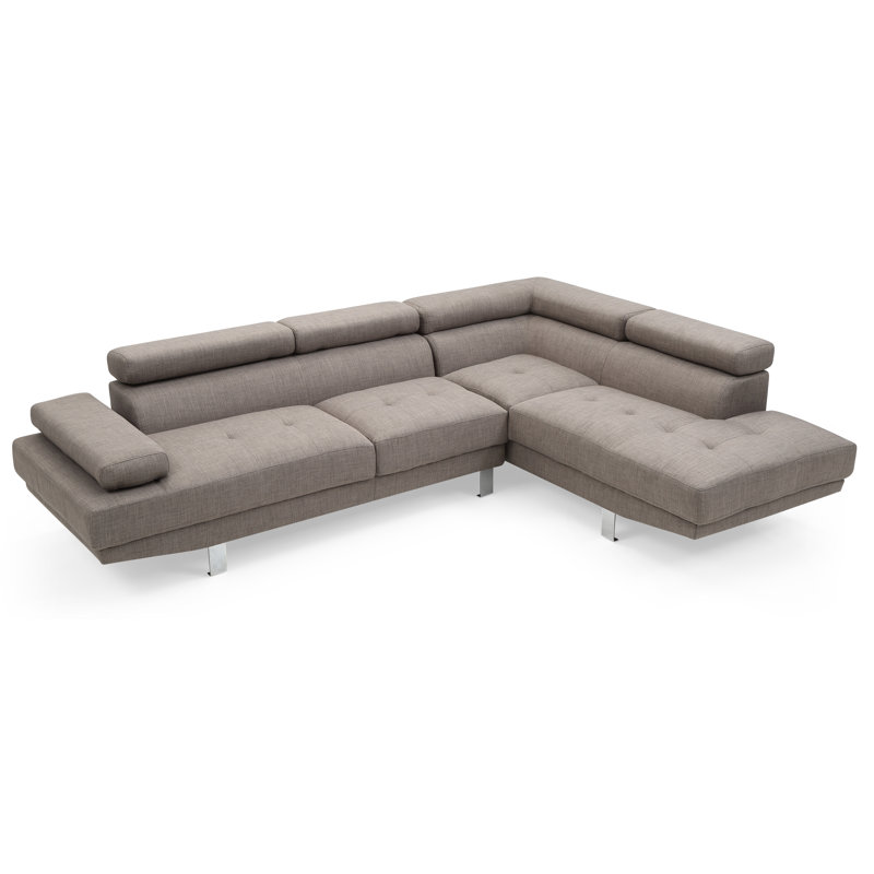Mraz Modern Sectional, Faux Leather, Gray