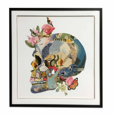 " Side Face Of A Skull Collage Art With Black Ps Frame " by Ansel Adams