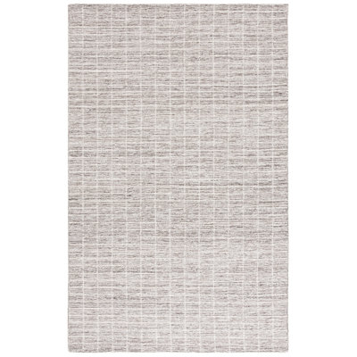 Alameda Ebony Hand Tufted Wool/Cotton Striped Rug in Natural/Gray