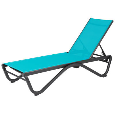 Patio Chaise Lounge Chair Outdoor Reclining Adjustable Chair Flat Textilence For Sunbathing, Beach Navy