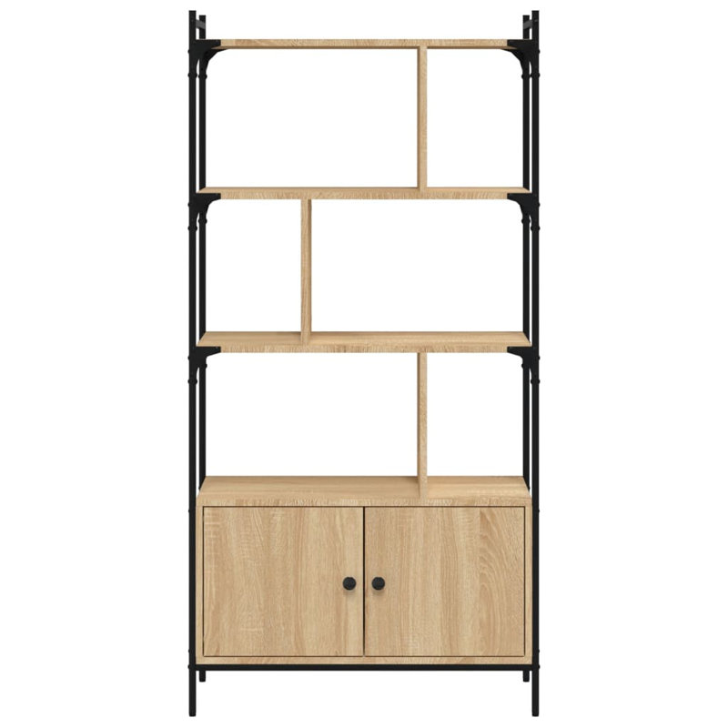Anntonette 154.5cm H x 76.5cm W Steel Etagere Bookcase, Sonoma Oak