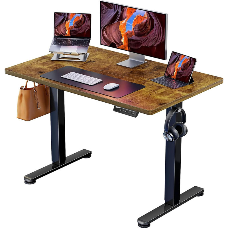 Adjustable Computer Desk, Brown/Black