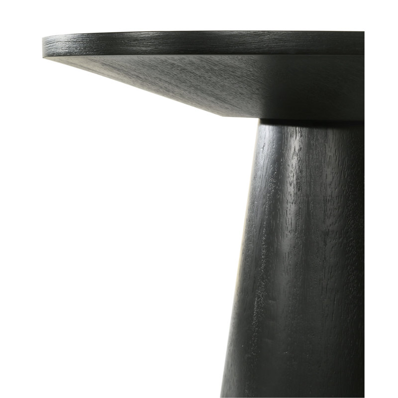 Ebony Black 22" Round End Table With Enchanting Natural Wood Grain Pattern Charming