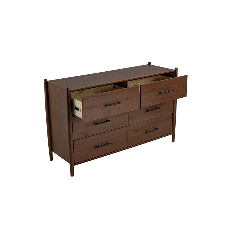 Ensemble de chambre à coucher Josiah 3 pièces en bois massif avec commode à 6 tiroirs et deux tables de chevet à 2 tiroirs