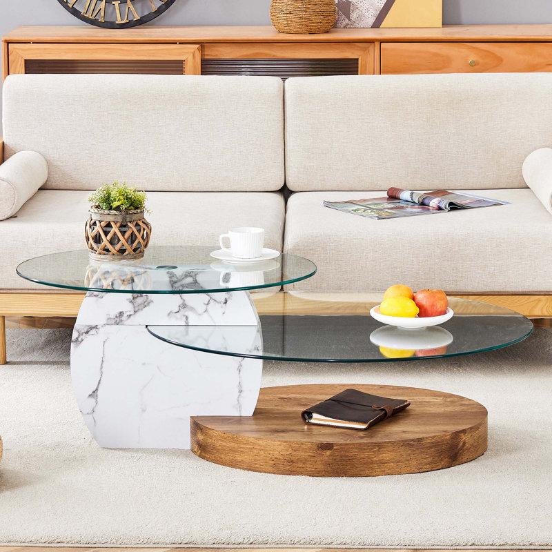 Double Layer Coffee Table, Black/White