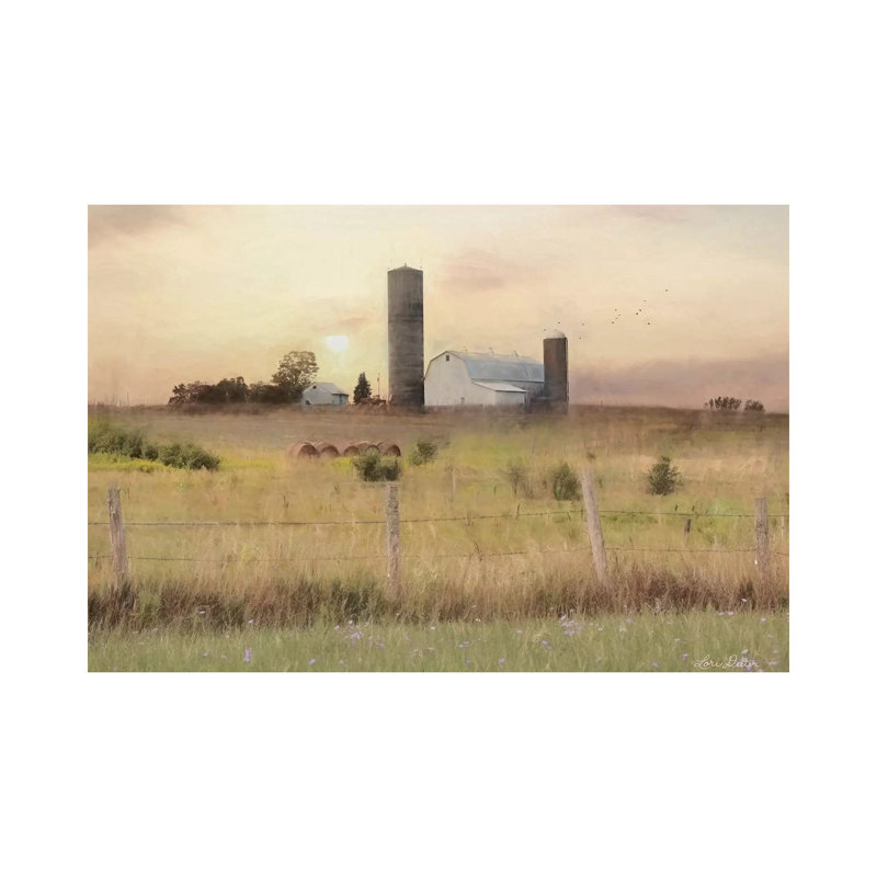 Sunset At The Dexter Farm by Lori Deiter - Print on Canvas, 45.72cm H x 66.04cm W x 3.81cm D, Wrapped Canvas