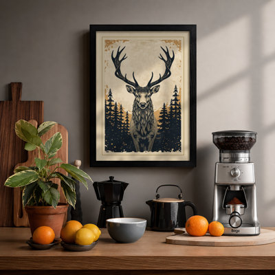 Stag in Winter Frame Vintage - Framed Print