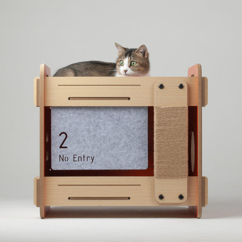 Lit superposé avec poteau pour chat Hewe