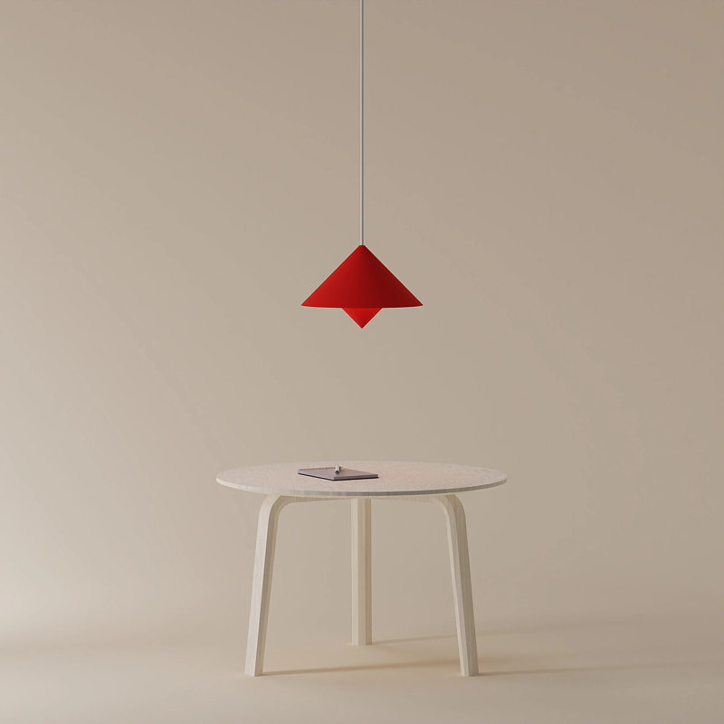 Jai Pendant Light, 17'' H x 9.84'' W x 9.84'' D, Poppy, White