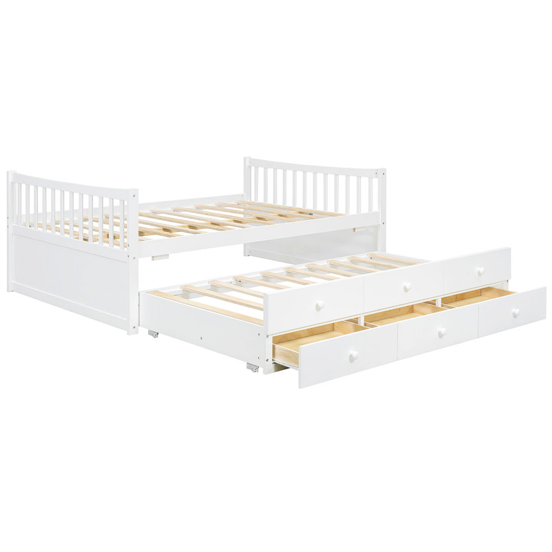 Lit de jour avec couchette et tiroirs, Complet/Double, Blanc