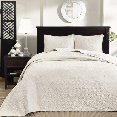 Couvre-lit réversible grand lit crème - Rembourrage en coton prélavé pour des nuits décontractées, grâce à la courtepointe, matelas profond surdimensionné, livré avec 2 taies décoratives, une bonne nuit de sommeil, beauté, inclus