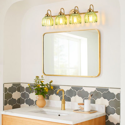 Vintage Bathroom Light Fixtures Tulip Glass Shade (Bulbs Not Included)