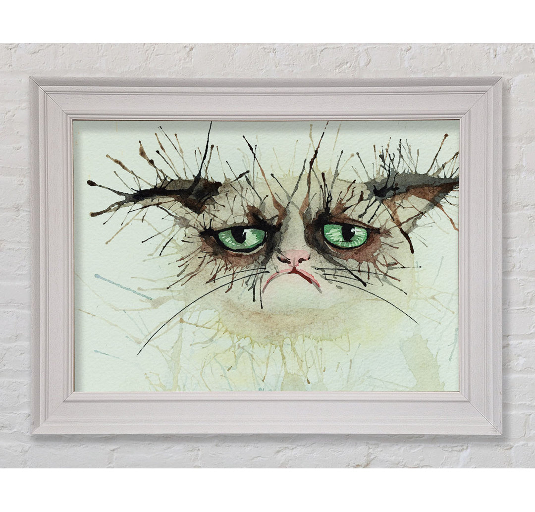 Grumpy Cat Watercolour Splat - Einzelner Bilderrahmen Druck