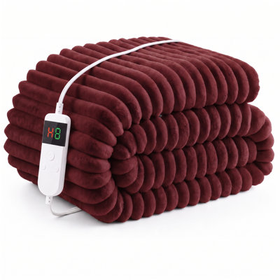 PFASDFW Heated Blanket Electric Throw - Thick Striped Flannel Electric Blanket,10 Heating Levels, 1-8 Hours Auto Off, Fast Heating Heating Blanket with Overheat Protection.