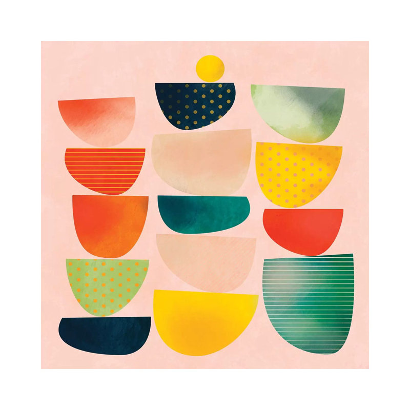 «Mid Century Geometric Half Circles» par Ana Rut Bré - impression d'art graphique, Aucun mat, H 26 po x l 26 po x P 1,5 po