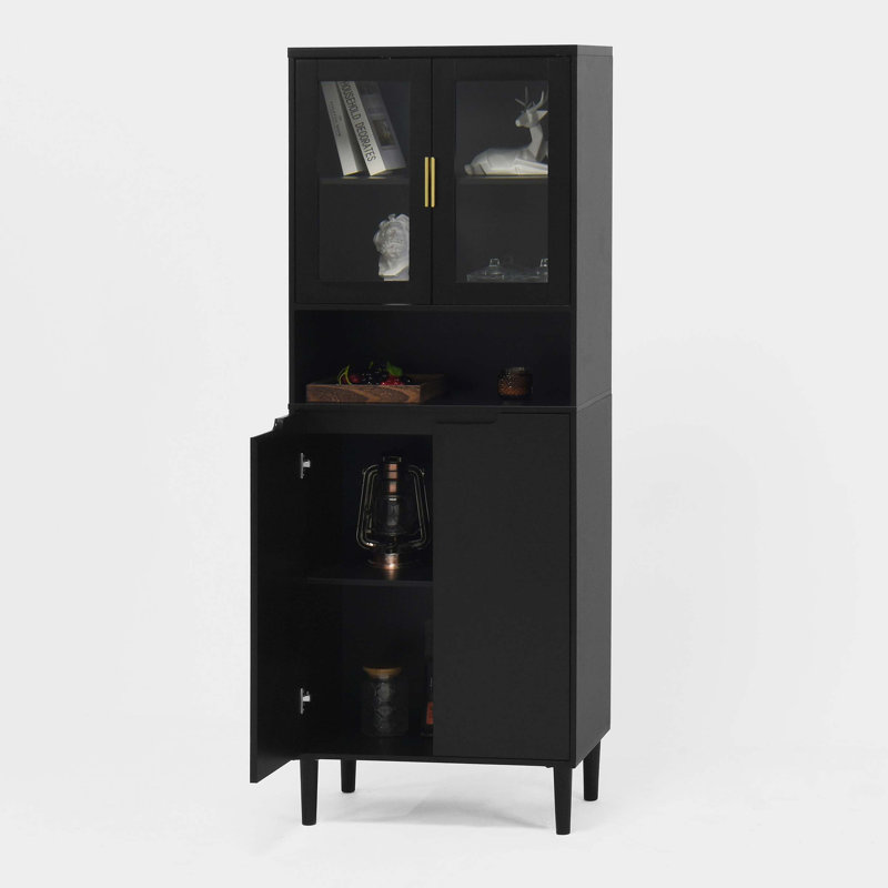Modern Freestanding Linen Cabinet, Black