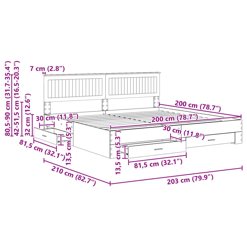 Bed Frame, Super King (6'), Grey Sonoma