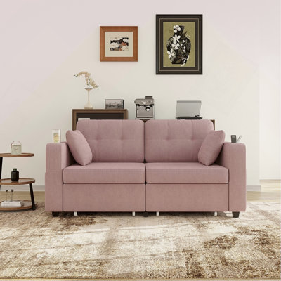 Sofas for Living Room, Couch Set,3 Seats Sofa, USB Charging,Wood Frame,Easy to Install,with Storage, Charging Station,Cup Holder,Modern Sectional Sofas for Living Room, Apartment,Chenille Fabric