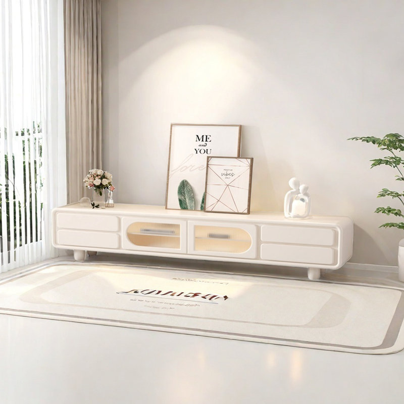 Meuble télé de style crème avec laque piano, 94.48"