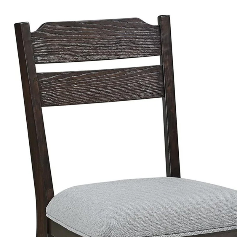 Ensemble de 2 chaises de salle à manger Hiun, assise gris tourterelle, structure en bois brun chêne