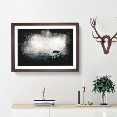 Boat Upon Granges River In India Paint Splash - Picture Frame Graphic Art