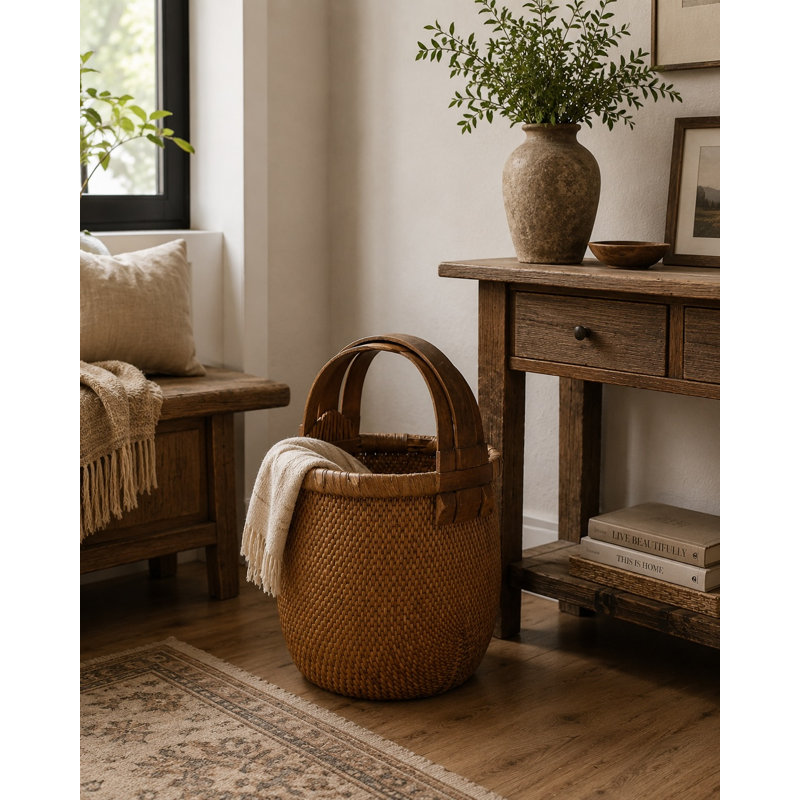 Env. Panier en saule vintage de 25 pouces de hauteur