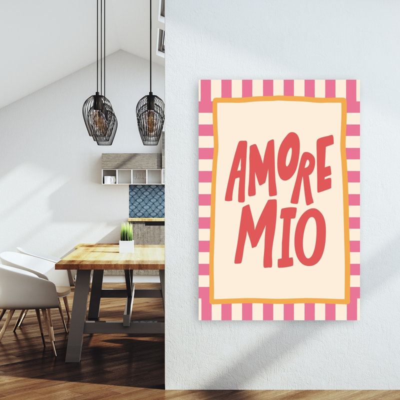 Amore Mio Love Bold Retro Romantic Wall Art Print 1 Piece Wrapped Canvas Wall Art, 152.4cm H x 101.6cm W