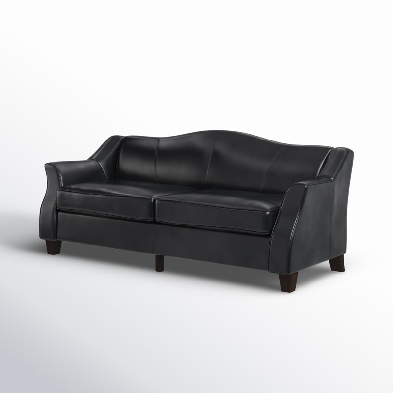 Canapé en cuir véritable 81,5 po Ashantae, Noir