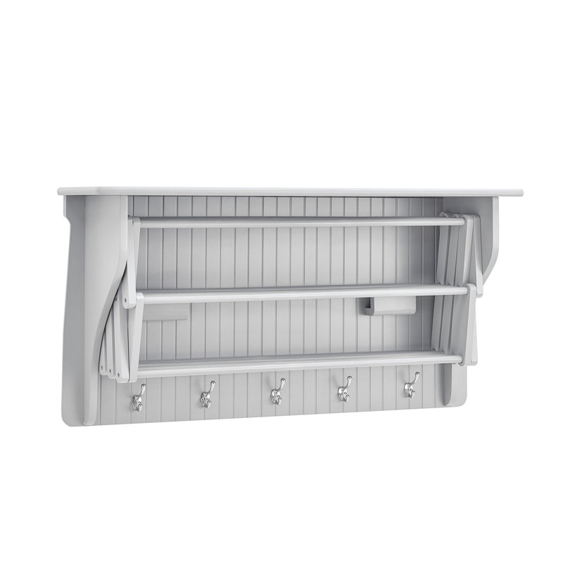 Collapsible Accordion Wall Mounted Drying Rack, White