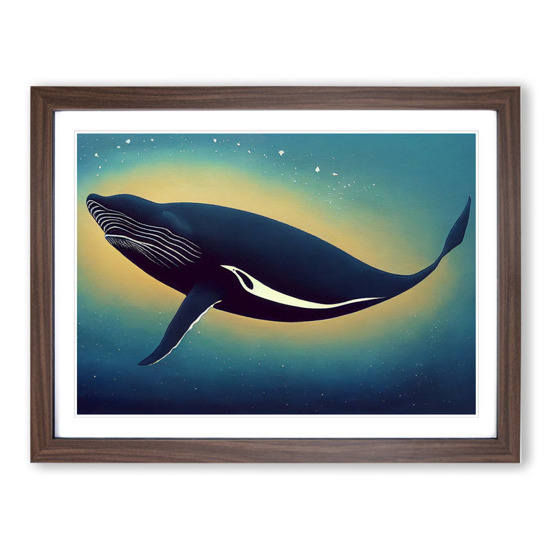 Whale Art Vol.1 - Framed Print, 25cm H x 34cm W x 2cm D, Walnut Framed