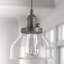 Luminaire suspendu 1 lumière bronze antique avec abat-jour en verre bullé transparent-1305748195