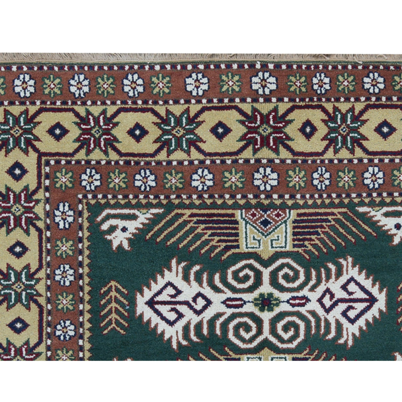 Tapis brun et vert de haute qualité noué à la main