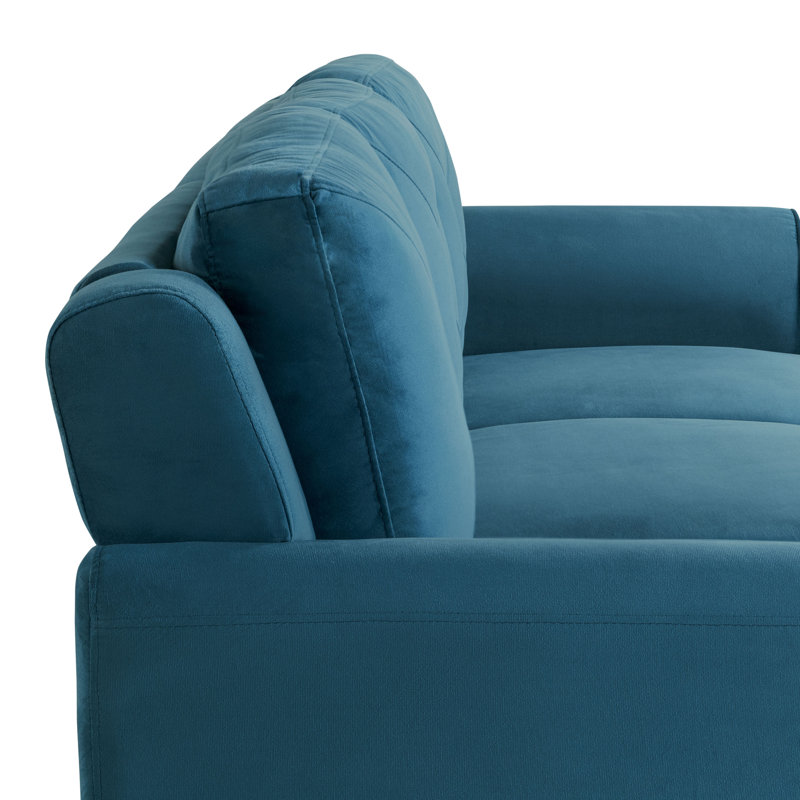 Lourdez Upholstered 56.3'' Loveseat, Hartford Blue Microfiber, 3, 32.7"H x 78.7"W x 31.5"D