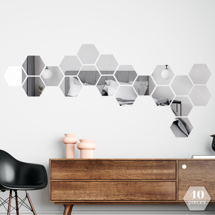 Wall Sticker mirror stickers for wall, hexagon mirror wall stickers,  acrylic mirror wall decor sticker, hexagonal