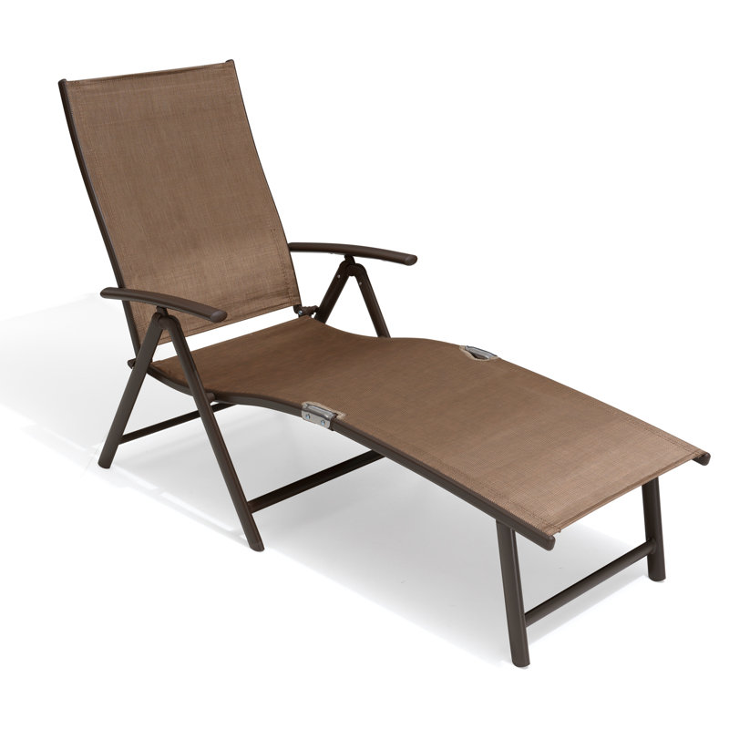 Chaise longue d'extérieur pliante et inclinable Cllgone, Brun