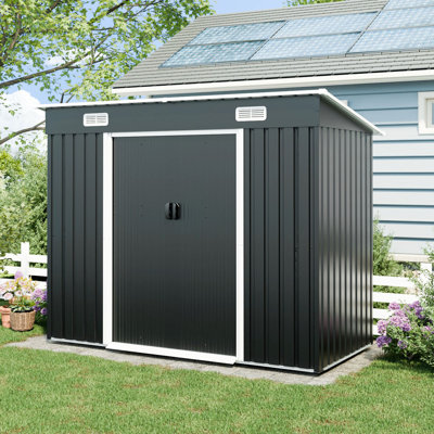 Remise pour outils 8x4 en métal avec portes coulissantes verrouillables et évents pour jardin