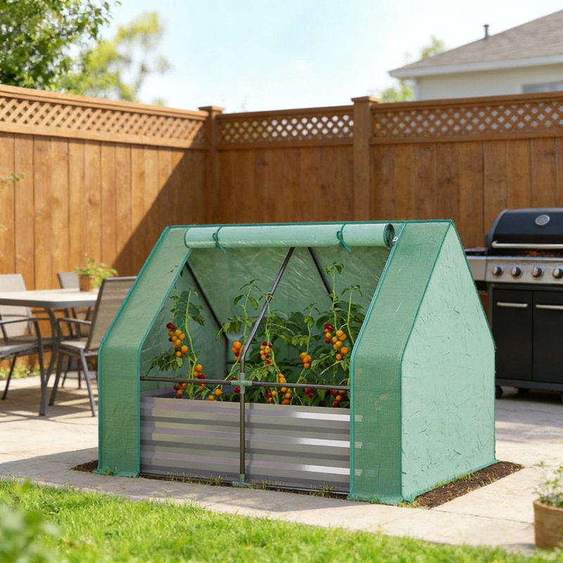 Raised Garden Bed,Mini Greenhouse,2-in-1 Raised Planter Greenhouse