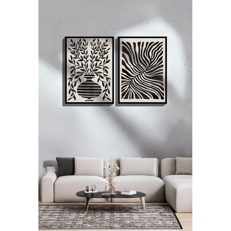 Élégantes peintures décoratives en panneau de fibres à densité moyenne (2 pièces), cadre en bois massif, 13,0 x 19,0 pouces | 100% panneau de fibres à densité moyenne, impression numérique | Parfait pour les amateurs de décoration intérieure et d'art