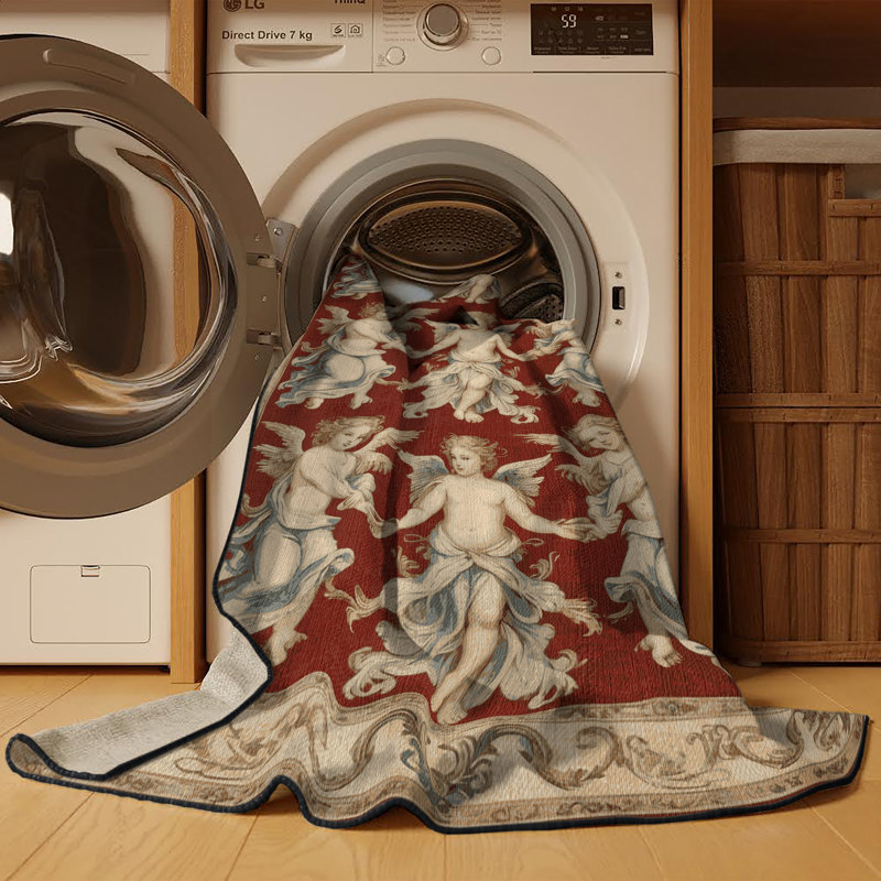 Machine Washable French Brown Area Rug, Round 3'