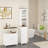 Tall Bathroom Storage Cabinet with Reversible Door, Freestanding Linen Tower with Open Shelves and Enclosed Cabinet, Narrow Floor Cabinet Organizer for Bathroom, Laundry Room or Small Spaces – White