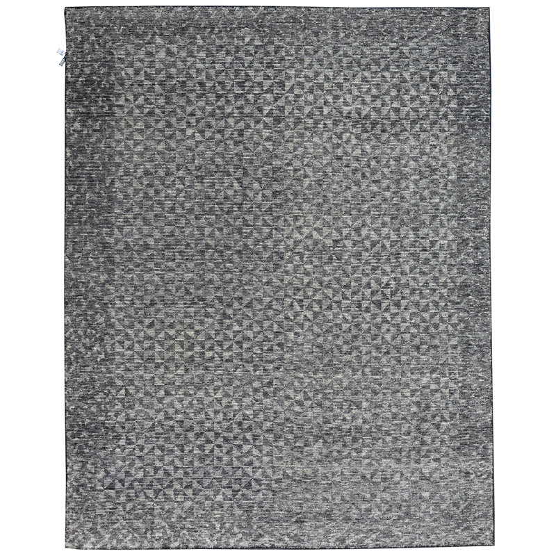 Wool Geometric Area Rug in Silver, Rectangle 8' x 10'