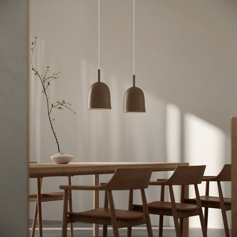 Vessel Pendant Light, Walnut, White, 24.5'' H x 9'' W x 9'' D