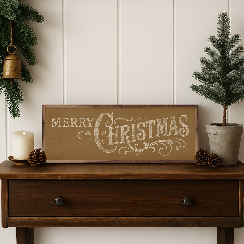 Joyeux Noël orné, Doré, H 24 po x l 36 po