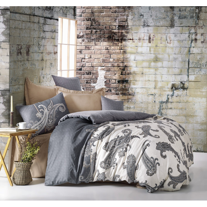 Ensemble de housse de couette 100% coton 3 pièces Constantine, Housse de couette très grand + 2 taies d'oreiller