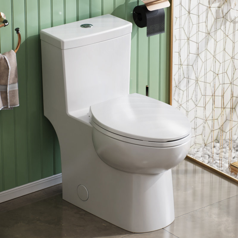 Toilette allongée une pièce à double chasse 1,12 / 1,6 GPF standard blanche à double chasse ELLAI