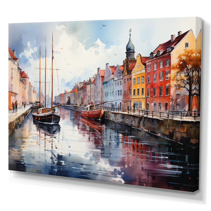 «Danemark Canal Promenade I», reproduction sur toile, Toile tendue, H 16 po x l 32 po x P 1 po