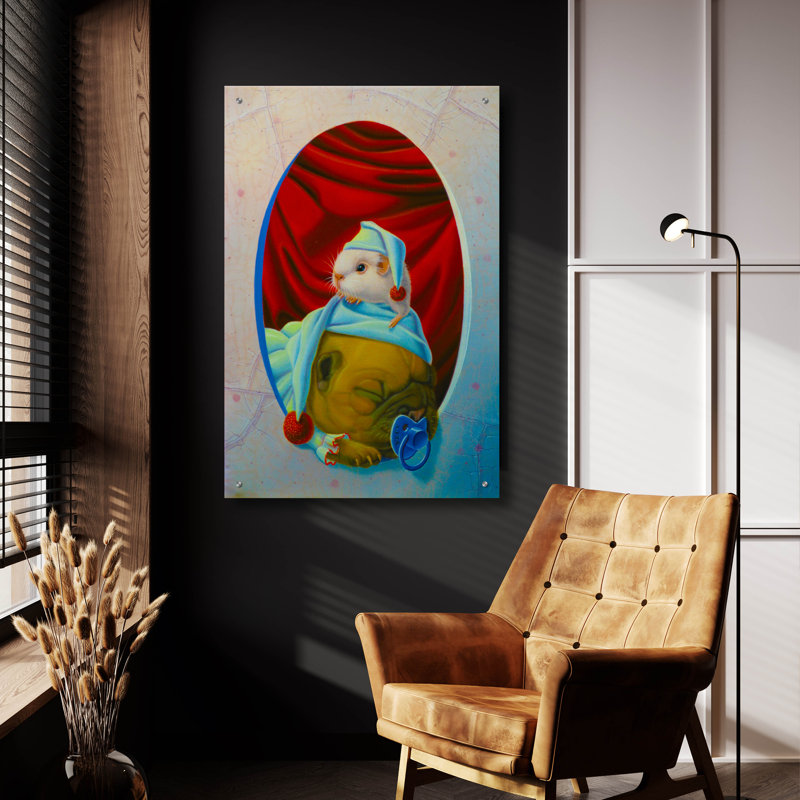 Art mural en verre Trinx «Snooze» par Valery Vecu Quitard, H 36 po x l 24 po x P 0,2 po